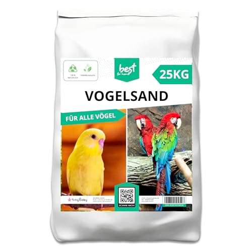 Best For Home Vogelsand | Vogelsand 25kg für Käfig | Quarzsand Vogelsand - Leicht zu dosieren und gleichmäßig zu verteilen | Papagei Sand Idealer Bodengrund für Käfige und Volieren von Best For Home