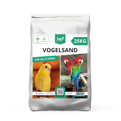 Best For Home Vogelsand | Vogelsand 25kg für Käfig | Quarzsand Vogelsand - Leicht zu dosieren und gleichmäßig zu verteilen | Papagei Sand Idealer Bodengrund für Käfige und Volieren (5 x 5 kg Beutel) von Best For Home