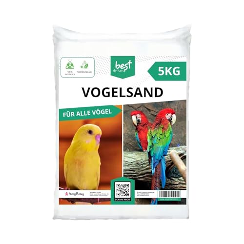 Best For Home Vogelsand | Vogelsand 5kg für Käfig | Quarzsand Vogelsand - Leicht zu dosieren und gleichmäßig zu verteilen | Papagei Sand Idealer Bodengrund für Käfige und Volieren von Best For Home