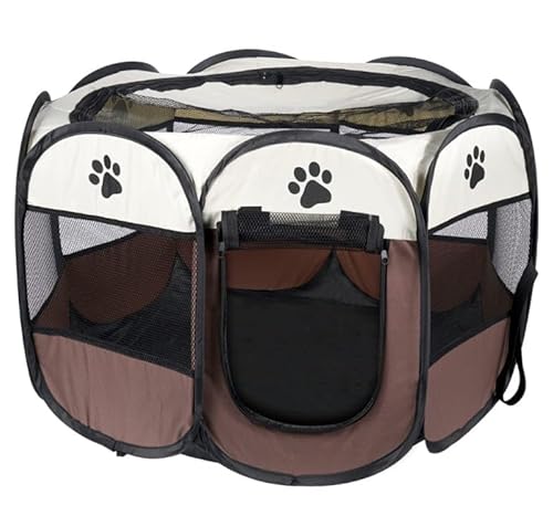 Hund/Katzen Laufstall 74x74x43 cm - braun von Best For Home