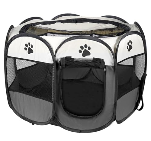 Hund/Katzen Laufstall 74x74x43 cm - grau von Best For Home