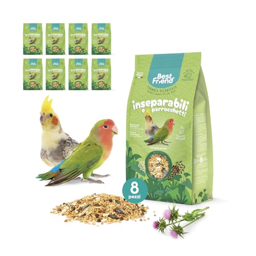 Best Friend Alleinfuttermittel für Unzertrennliche und Sittiche Vogelfutter mit Mariendistel, natürliche Inhaltsstoffe, Qualität 100% Made in Italy | Packung mit 8 Packungen von Best Friend