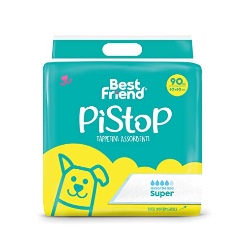 Best Friend PìStop Einweg-Hunde-Traverse und Einweggeschirr für Hunde Unisex. Super Saugfähigkeit. Hygiene-Matten für Hunde 60 x 60 cm. Packung 90 Stück, Einweg, reißfest und geruchshemmend. für von Best Friend