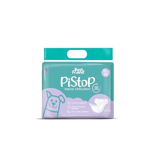 Best Friend - PìStop Einwegwindeln für Hunde. Einweg-Höschen mit super saugfähigen Polymeren. Exzellente Passform und Festigkeit mit Klebeverschluss | XS, Taille 25-35 cm. Packung 12 Stück von Best Friend