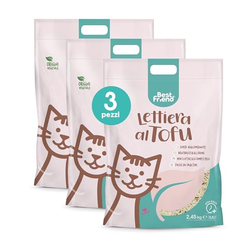 Best Friend - Tofu Katzenstreu 5,5 l Klumpende Katzenstreu Bis zu 30 Tage Nutzung, Entsorgung in Organic oder Toilette. Geruchshemmender Sand | Klassischer Duft, 3 Stück von Best Friend