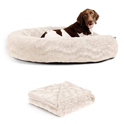 Best Friends by Sheri Calming Lux Donut-Kuschelbett für Katzen und Hunde + Haustierdecke, Größe XL, 114,3 x 114,3 cm von Best Friends by Sheri