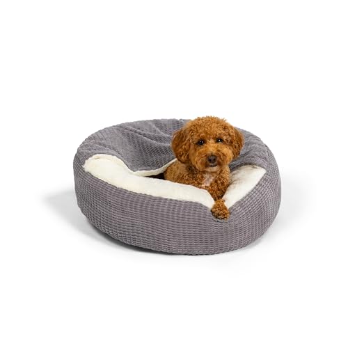 Best Friends by Sheri Cozy Cuddler Mason Katzen- und Hundebett, mit angenähter Decke, 58,4 x 58,4 cm, Grau von Best Friends by Sheri