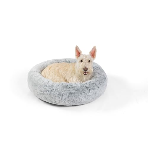 Best Friends by Sheri SnuggleSoft Donut-Bett aus Kaninchenfell, Memory-Schaum, für Hunde und Katzen, 58,4 x 58,4 cm, Grau von Best Friends by Sheri