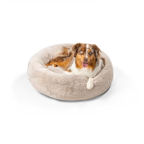 Best Friends by Sheri SnuggleSoft Hundebett aus Kunstfell, beruhigendes Donut-Bett für Hunde, Braun, Größe M, 76 x 76 cm von Best Friends by Sheri