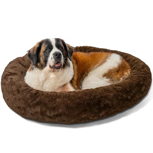 Best Friends by Sheri The Original Calming Donut Hunde- und Katzenbett in Lux-Fell, Dunkelbraun, Größe XL, 45 x 45 cm von Best Friends by Sheri