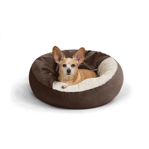 Cozy Cuddler – Hunde- und Katzenbett mit Decke für Wärme und Geborgenheit – bietet Kopf-, Nacken- und Gelenkunterstützung – maschinenwaschbar, Haustiere bis 11,3 kg, Chocolate Ilan 61 x 61 cm von Best Friends by Sheri