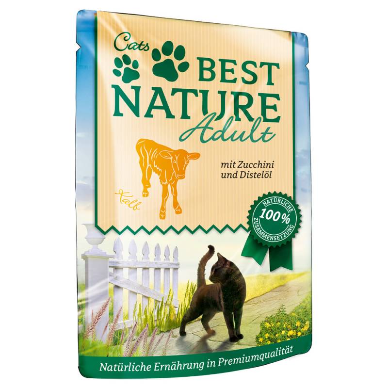 Best Nature Cat Adult 16 x 85 g - Kalb mit Zucchini & Distelöl von Best Nature