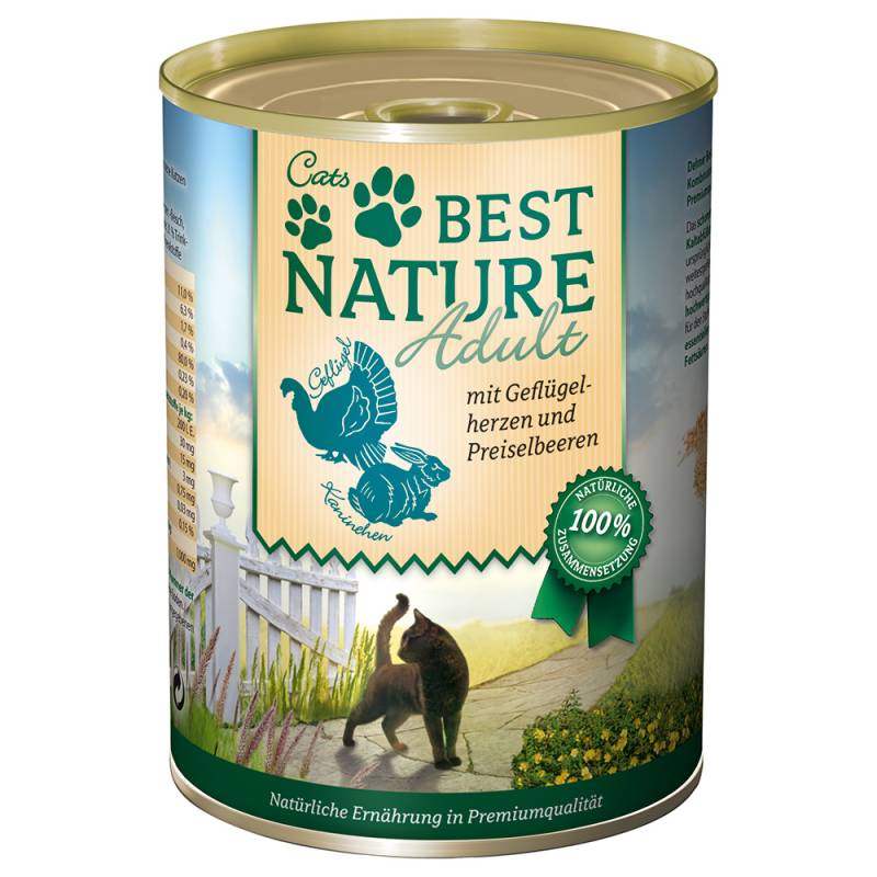 Best Nature Cat Adult 6 x 400 g - Geflügel & Kaninchen von Best Nature