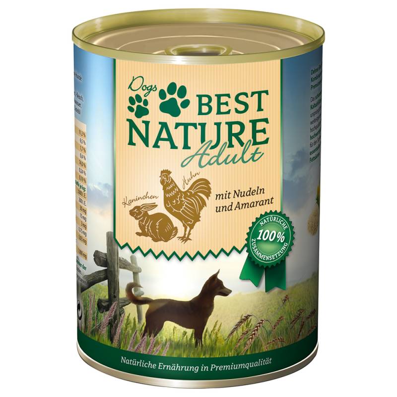 Best Nature Dog Adult 6 x 400 g - Kaninchen, Huhn & Nudeln von Best Nature