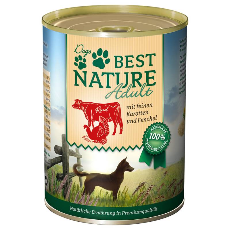 Best Nature Dog Adult 6 x 400 g - Pute, Rind & Karotten von Best Nature