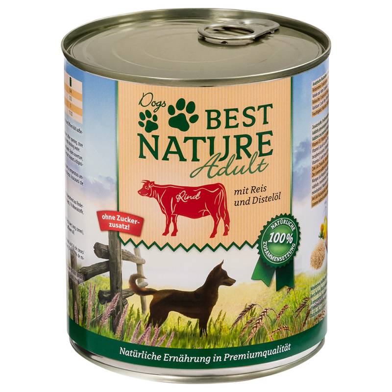 Best Nature Dog Adult 6 x 800 g - Rind, Reis & Distelöl von Best Nature
