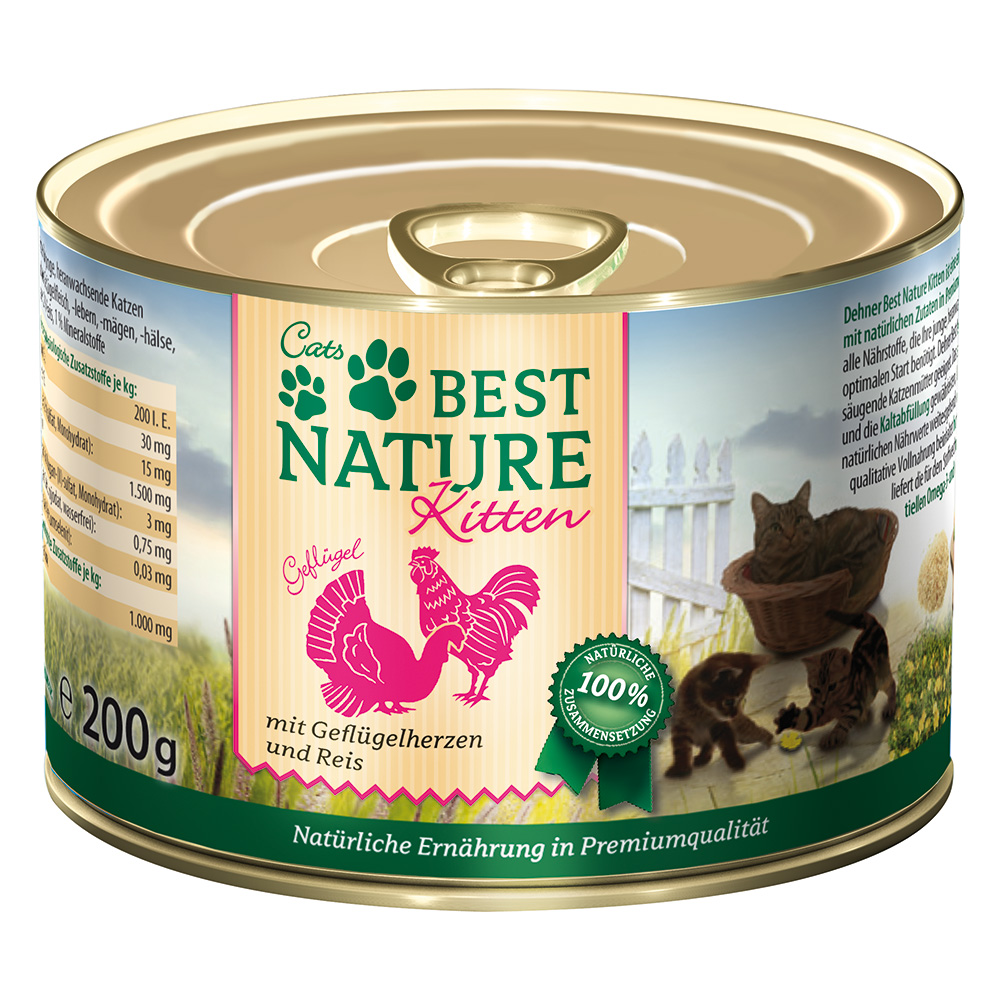 Best Nature Kitten 6 x 200 g - Geflügelherzen & Reis von Best Nature