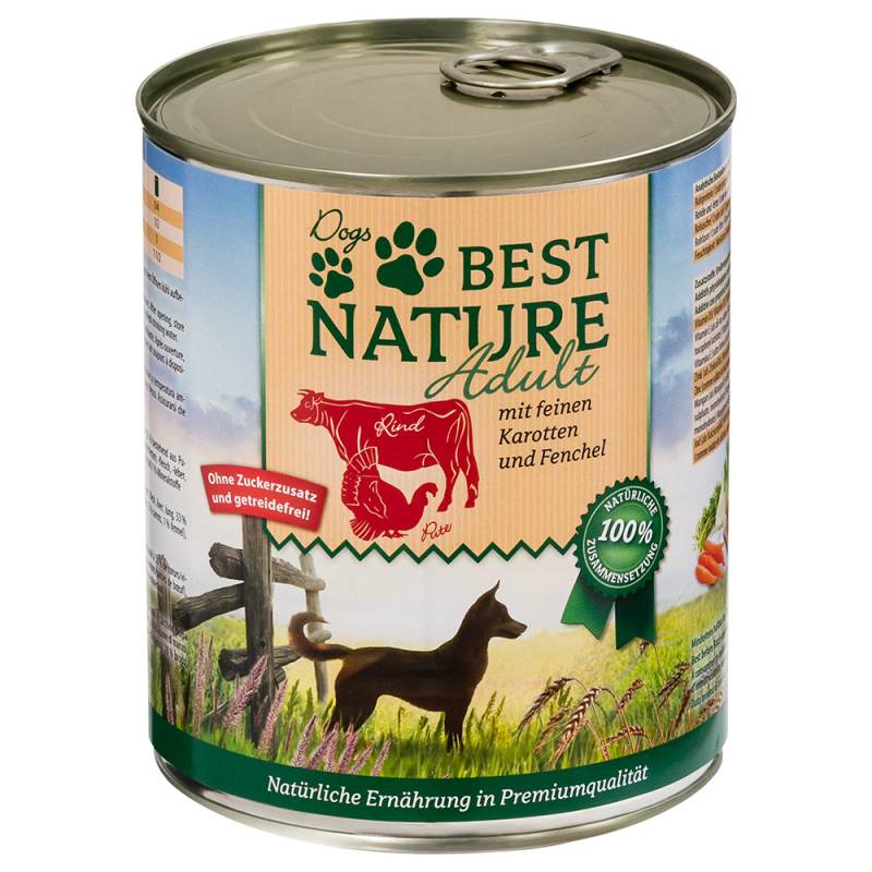 Sparpaket Best Nature Dog Adult 12 x 800 g - Pute, Rind & Karotten von Best Nature