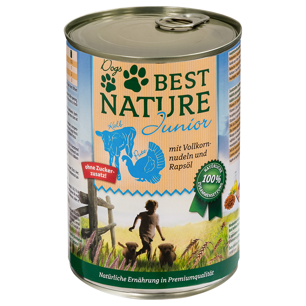 Sparpaket Best Nature Dog Junior 12 x 400 g - Kalb, Pute & Nudeln von Best Nature