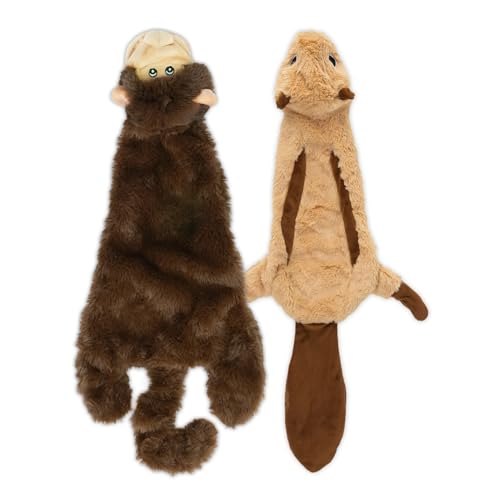 2-in-1 Quietschendes Hundespielzeug mit weichem, beständigem Stoff für kleine, mittlere und große Haustiere by Best Pet Supplies - Keine Füllung für das Spielen im Haus, Affe, Eichhörnchen, size M von Best Pet Supplies