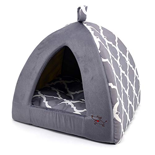 Best Pet Supplies Haustierzelt, weiches Bett für Hunde und Katzen, graues Gitter, 40,6 x 40,6 x 35,6 cm von Best Pet Supplies