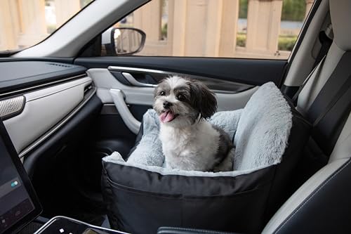 Best Pet Supplies Hunde-Sitzerhöhung für Auto, LKW und SUV, mit weichem Plüschkissen mit hohem Kissen und Wänden, Bequeme Bettwäsche mit sicheren Gurten, Schwarz von Best Pet Supplies