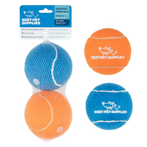 Best Pet Supplies Quietschende Tennisbälle für Hunde, 2er-Pack, robustes interaktives Haustierspielzeug zum Werfen und Apportieren, unterstützt Übung und natürliches Verhaltenstraining, langlebig – von Best Pet Supplies