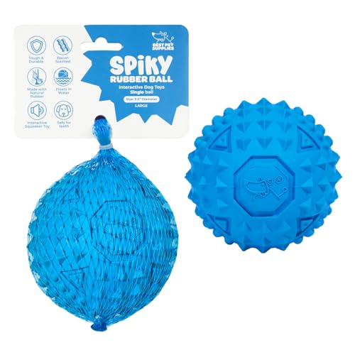 Best Pet Supplies Quietschender Hundespielzeug aus Gummi, ideales Hundespielzeug für Kauer, kleine, mittelgroße und große Hunde und Apportierliebhaber, Blau, Größe L, 8,9 cm von Best Pet Supplies