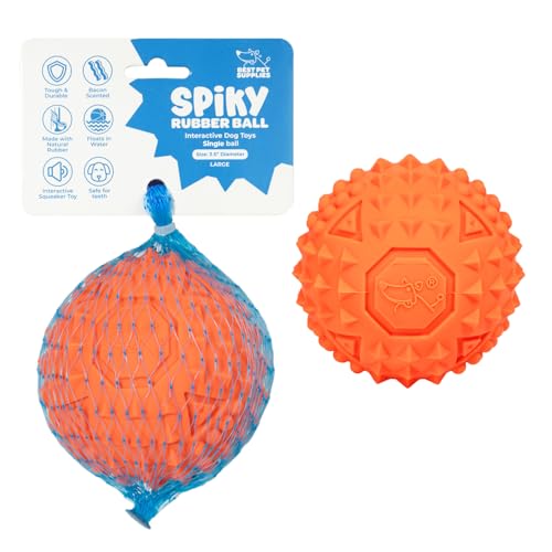 Best Pet Supplies Quietschender Hundespielzeug aus Gummi, ideales Hundespielzeug für Kauer, kleine, mittelgroße und große Hunde und Apportierliebhaber, Orange, Größe L, 8,9 cm von Best Pet Supplies