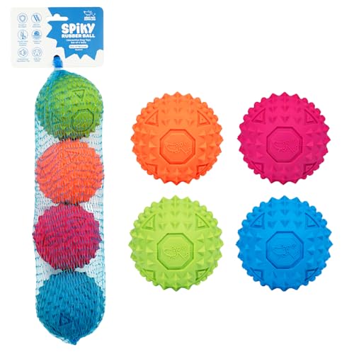 Best Pet Supplies Quietschendes Hundespielzeug aus Gummi, ideales Hundespielzeug für Kauer, kleine, mittelgroße und große Hunde und Apportierliebhaber, 4 Stück (Fuchsia, Grün, Blau, Orange), Medium von Best Pet Supplies