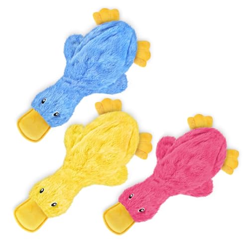 Best Pet Supplies Quietschendes Hundespielzeug für kleine, mittelgroße und große Rassen by Ente ohne Füllung mit weichem Quietscher, Spaß für Welpen und ältere Hunde im Haus, Gelb, Blau, Rosa, Size von Best Pet Supplies