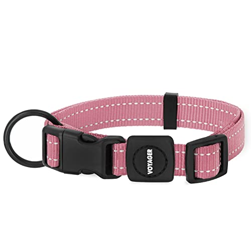 Best Pet Supplies Reflektierendes Hundehalsband mit Verstellbarer Länge, robuste Schnalle und starkem D-Ring für Leine, Training, Walking, Joggen für kleine, mittelgroße und große Rassen, Rosa, L von Best Pet Supplies