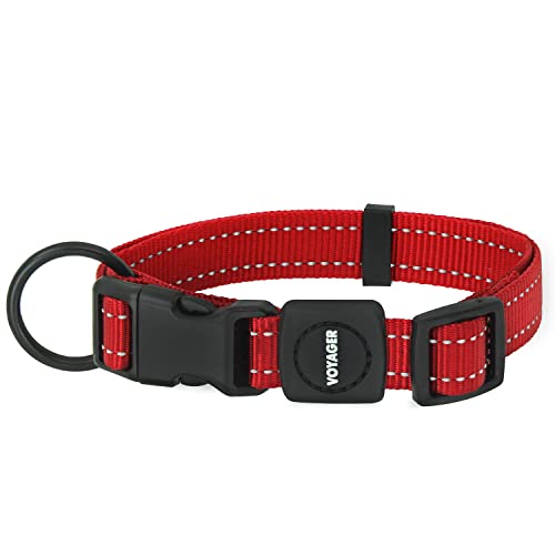 Best Pet Supplies Reflektierendes Hundehalsband mit Verstellbarer Länge, robuste Schnalle und starkem D-Ring für Leine, Training, Walking, Joggen für kleine, mittelgroße und große Rassen, Rot, L von Best Pet Supplies