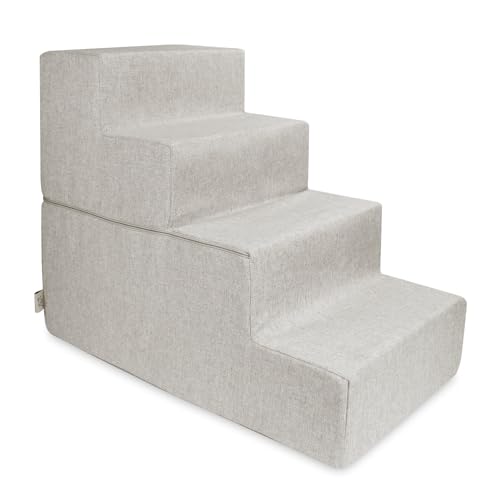 Best Pet Supplies Tragbare Faltbare Schaumstoff-Haustiertreppe für Couch, Sofa und Hochbett, rutschfeste Unterseite, ausgewogener Pfotensicher – Sand, faltbar, 4 Stufen (H: 55,9 cm) von Best Pet Supplies