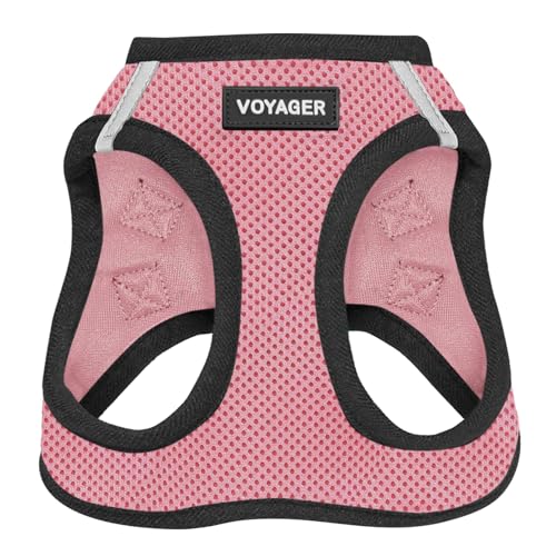 Voyager Step-In Air Hundegeschirr by Best Pet Supplies - All Weather Mesh Step in Vest Harness für kleine und mittlere Hunde, Rosa / Schwarzer Rand, size S - Brust 37-40 cm von Best Pet Supplies