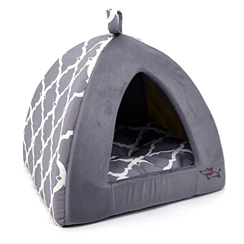 Linen Tent Bed for Pets - Gray Lattice, X-Large von Best Pet Supplies