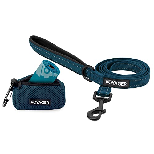 Voyager Reflektierende Hundeleine mit Neoprengriff, 1,5 m und wiederverwendbarem Netzspender, Kotbeutelhalter-Set für Reisen, Spaziergänge, Park und Outdoor, weich und langlebig, mit Clip, von Best Pet Supplies