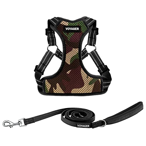 Voyager Step-In Flex Hundegeschirr und reflektierende Hundeleine Kombi-Set mit Neoprengriff 1,8 m lang, unterstützt kleine, mittlere und große Rassen Welpen, Armee-Basis (mit Leine), XL von Best Pet Supplies