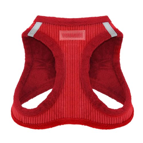 Voyager Step-In Plüsch-Hundegeschirr by Best Pet Supplies - Step-In-Westengeschirr für kleine und mittelgroße Hunde, Weicher Plüsch, Roter Kordr, size M - Brust 40- 45 cm von Best Pet Supplies