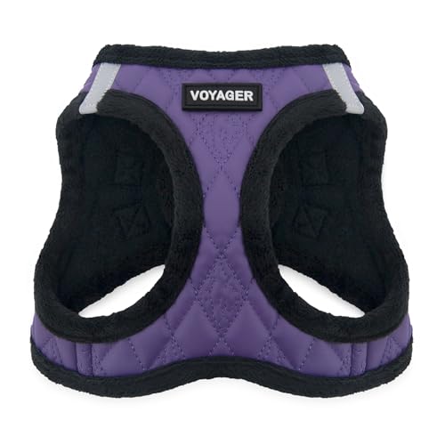 Voyager Step-In Plüsch-Hundegeschirr by Best Pet Supplies - Step-In-Westengeschirr für kleine und mittelgroße Hunde, Weicher Plüsch, Violett Kunstleder, Size S - Brust 37-40 cm von Best Pet Supplies