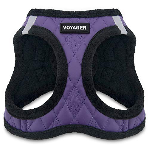 Voyager Step-In Plüsch-Hundegeschirr by Best Pet Supplies - Step-In-Westengeschirr für kleine und mittelgroße Hunde, Weicher Plüsch, Violett Kunstleder, size XS - Brust 33-37 cm von Best Pet Supplies