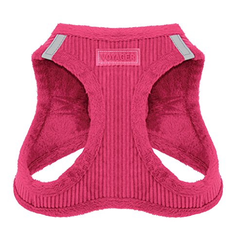 Voyager Step-In Plush Hundegeschirr - Weicher Plüsch, Step-In Vest Geschirr für Kleine und Mittlere Hunde von Best Pet Supplies - 1Fuchsia Cord, XS (Brustumfang 13-14.5 Zoll) 206T-FU-XS von Best Pet Supplies