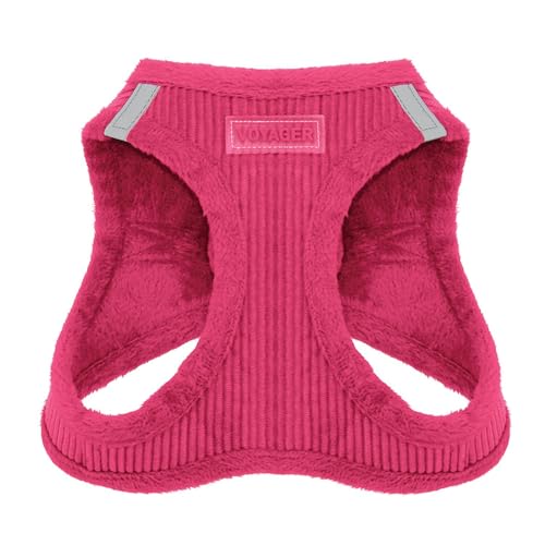 Voyager Step-In Plush Hundegeschirr - Weicher Plüsch, Step-In Vest Geschirr für Kleine und Mittlere Hunde von Best Pet Supplies - 1Fuchsia Cord, XS (Brustumfang 13-14.5 Zoll) 206T-FU-XS von Best Pet Supplies