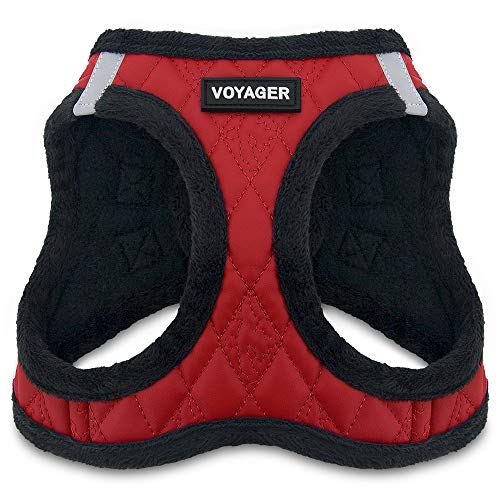 Voyager Step-In Plüsch Hundegeschirr - Weicher Plüsch, Step In Weste Geschirr für Kleine und Mittlere Hunde von Best Pet Supplies - Geschirr (Rot Kunstleder), M (Brust: 40,6-45,7 cm) von Best Pet Supplies