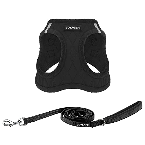 Voyager Step-in Plush Dog Harness - Soft Plush Step In Vest Harness for Small and Medium Dogs by Best Pet Supplies - Black Cord (Leash Bundle), XS (Chest 13-14.5") von Best Pet Supplies