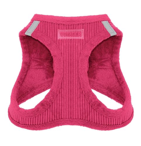 Voyager Step-In Plüsch-Hundegeschirr by Best Pet Supplies - Step-In-Westengeschirr für kleine und mittelgroße Hunde, Weicher Plüsch, Fuchsia Kordr, size S - Brust 37-40 cm von Best Pet Supplies