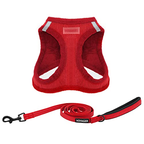 Voyager Step-in Plush Dog Harness - Soft Plush Step In Vest Harness for Small and Medium Dogs by Best Pet Supplies - Red Cord (Leash Bundle), S (Chest 36.8-40.6cm) von Best Pet Supplies