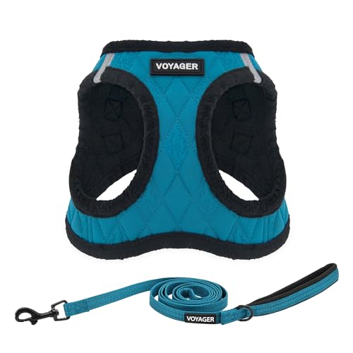 Voyager Step-in Plush Dog Harness - Soft Plush Step In Vest Harness for Small and Medium Dogs by Best Pet Supplies - Turquoise Plush (Leash Bundle), M (Chest 40.6-45.7cm) von Best Pet Supplies