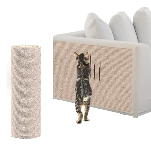 BestAlice 6,56 Fuß Katzenkratzer, Ersatzmattenpolster, Polyester-Katzenkratzrampe, Zuschneidbare Katzenkratzteppichmatte, Katzenkratzpad, Wandmöbelschutz (Weiß) von BestAlice