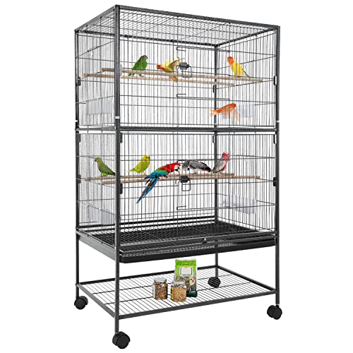 BestPet 130 cm großer Vogelkäfig aus Schmiedeeisen, für Sittiche, großer Papageien-Sittichkäfig, Vogelkäfig, mit Rollständer für afrikanische graue Papageien, Nymphensittiche, Sittiche, Conure Lovebird, Kanarienvögel von BestPet